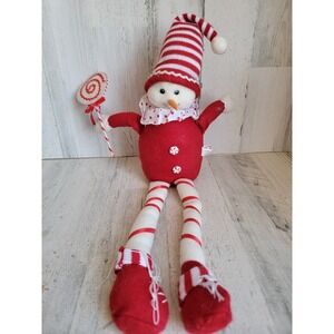 Weighted sitting snowman lollipop xmas plush home decor figure unique